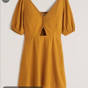 Puff sleeve cutout mini dress